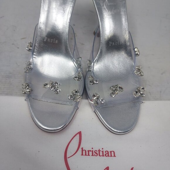 Christian Louboutin Degraqueen PVC Silver Jewel Heel Sandal - Picture 7 of 14